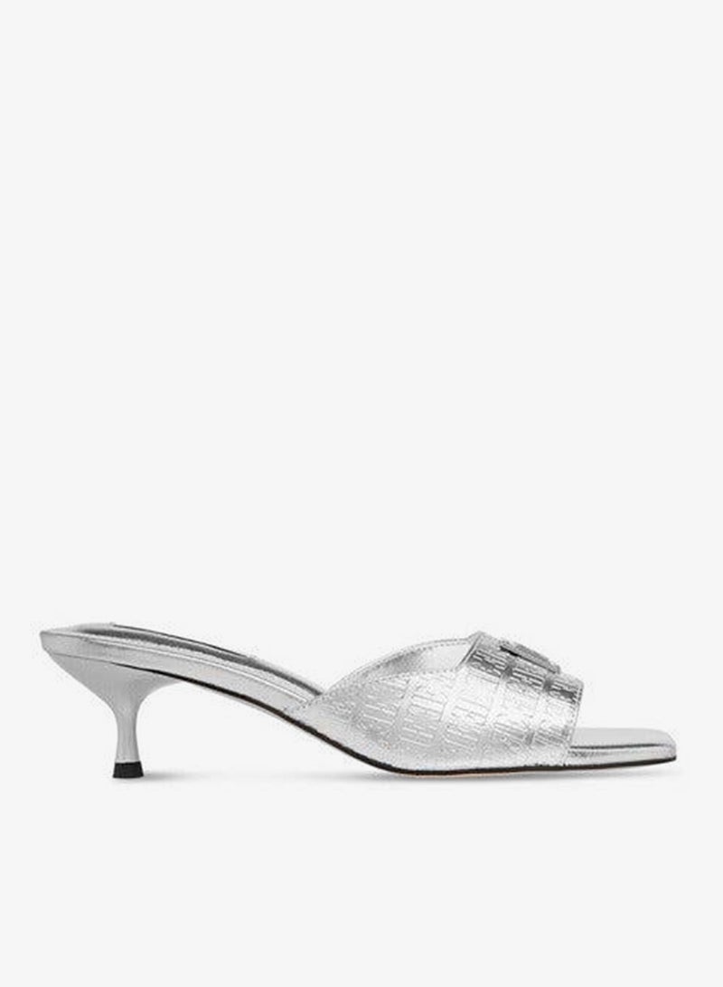 ELLE Women's Monogram Embossed Slip-On Sandals with Kitten Heels - Image 2