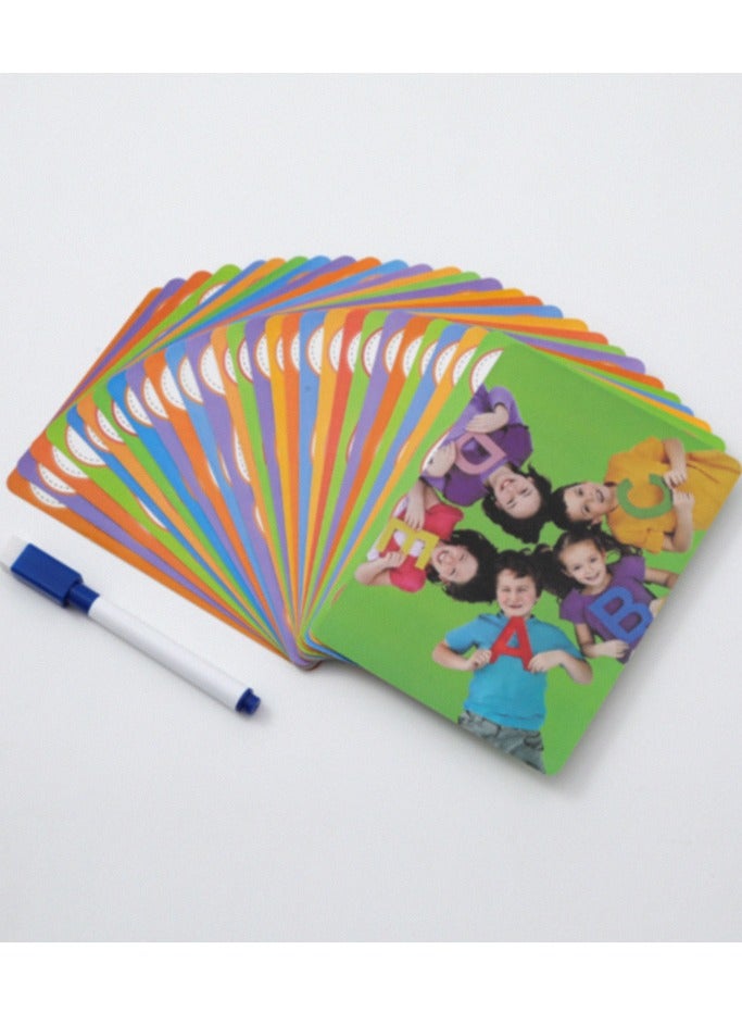 Erasable English Alphabet Flash Cards Set - Writable Preschool Learning Tools for Early Childhood Education, Kids Activity Cards with Reusable Design Letters for Toddlers 3+ - Image 1