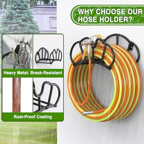 Qatsrin Super Stable Garden Hose Holder Wall Mount, Heavy Duty Water Hose holder Hanger Holds 125-Feet Hose, Metal Hose Storage Reel Rack Organizer for Outside Yard Lawn - Image 5
