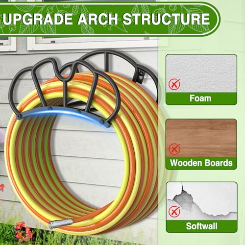 Qatsrin Super Stable Garden Hose Holder Wall Mount, Heavy Duty Water Hose holder Hanger Holds 125-Feet Hose, Metal Hose Storage Reel Rack Organizer for Outside Yard Lawn - Image 2