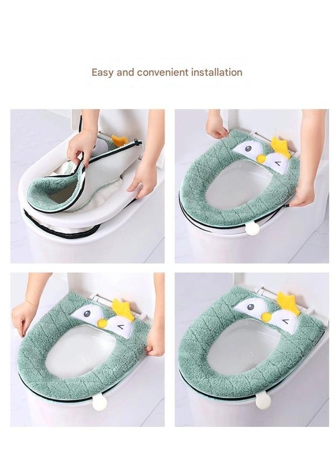 A.M Bathroom Thicken Toilet Seat Cover Cushion Pads, Soft Pink Rabbit Warm Toilet Seat Covers Bathroom Toilet Seat Cover Mat Universal.winter washable thick waterproof zipper style net celebrity toilet seat cover - Image 3