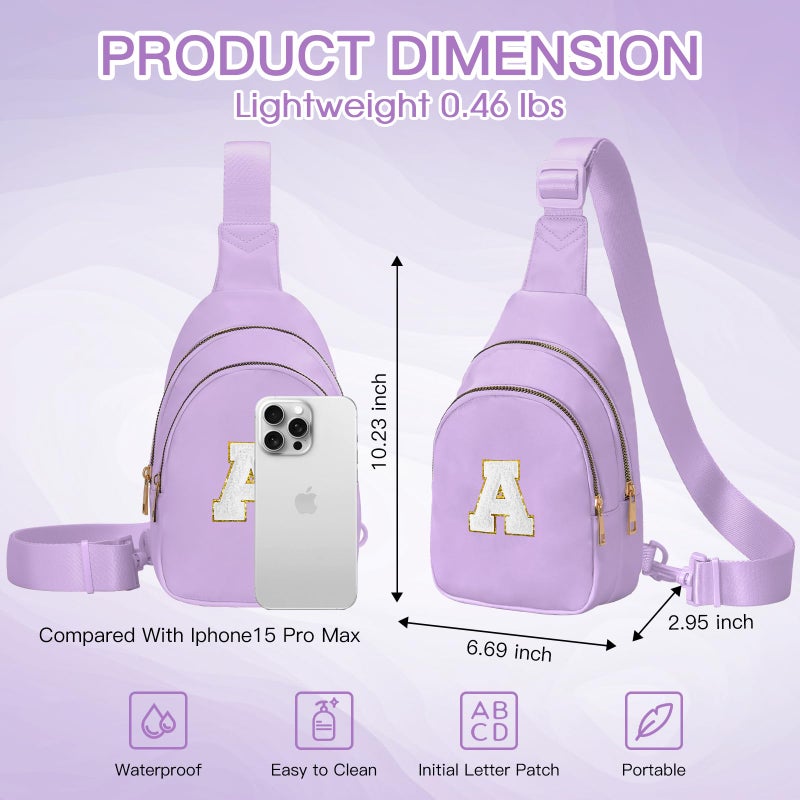 Viverte Small Initial Sling Bag Cross Body Bag Fanny Pack for Girls Teen Girl Gifts Trendy Stuff Personalized Gifts for Tween Teenager Girls Cute Cool Stuff for Girls (Lavender-L) - Image 5