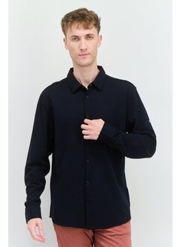 Threadbare Men Regular Fit Plain Long Sleeves Casual Shirt, Navy Blue  - Image 1