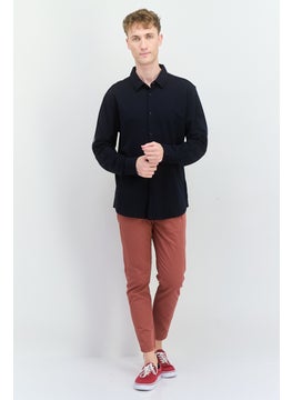 Threadbare Men Regular Fit Plain Long Sleeves Casual Shirt, Navy Blue  - Image 4