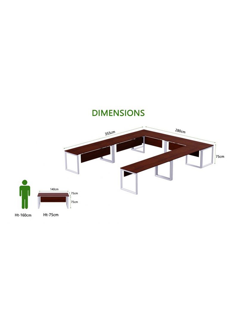 Mahmayi Mahmayi Vorm 136-14 12 Seater Apple Cherry U-Shaped Conference-Meeting Table  - Image 4