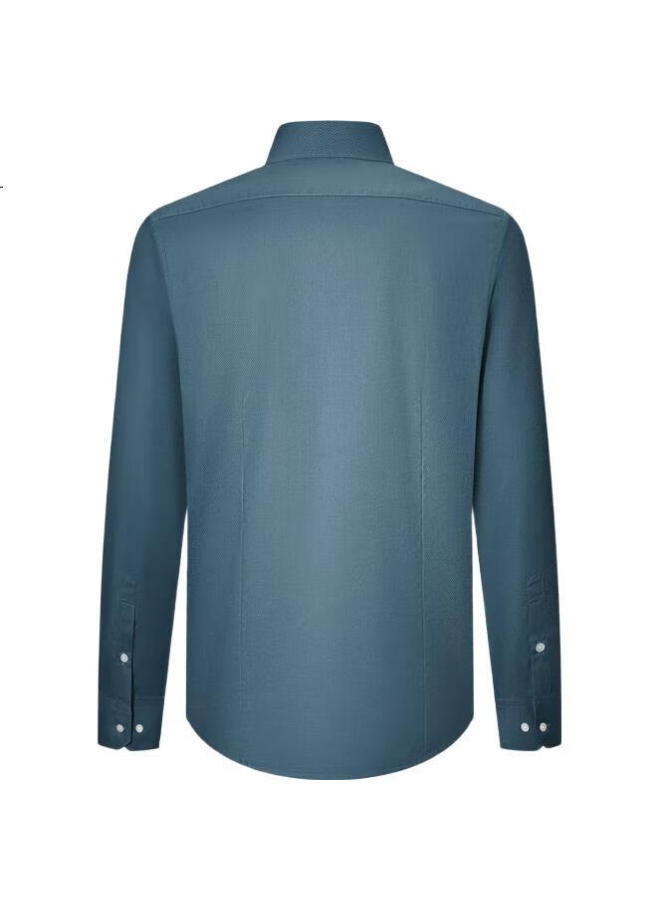 G2000 قميص طويل الأكمام مريح من قطن مزيج بنفس نمط G2000 باللون الأزرق النيلي S/03 - Image 3