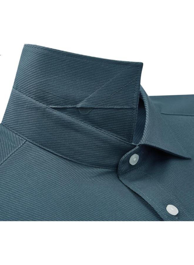 G2000 قميص طويل الأكمام مريح من قطن مزيج بنفس نمط G2000 باللون الأزرق النيلي S/03 - Image 2