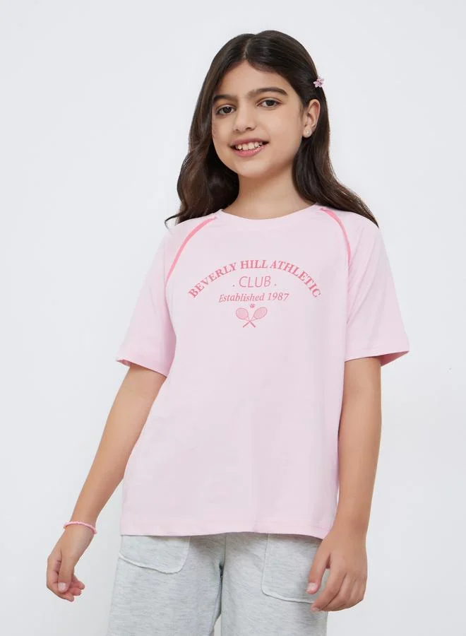Styli Styli Teens Light Pink Raglan Sleeve T-Shirt