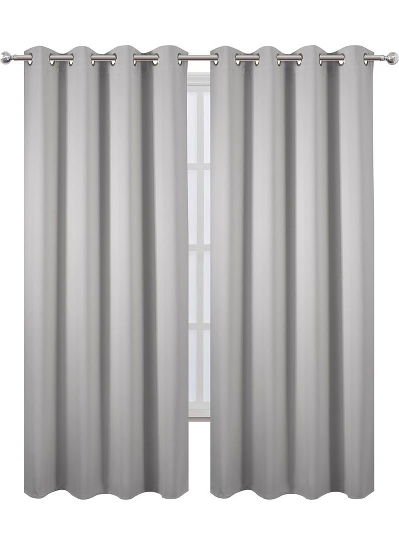 Linen Textured Curtain for Living Room Darkening 132x213cm Long BedroomThermal Insulated Grey Grommet Top Window Curtains 1 Panel - Image 2