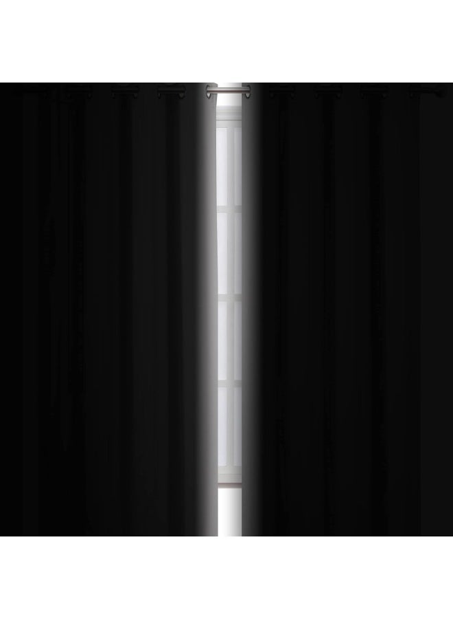 Linen Textured Curtain for Living Room Darkening 132x213cm Long BedroomThermal Insulated Grey Grommet Top Window Curtains 1 Panel - Image 3
