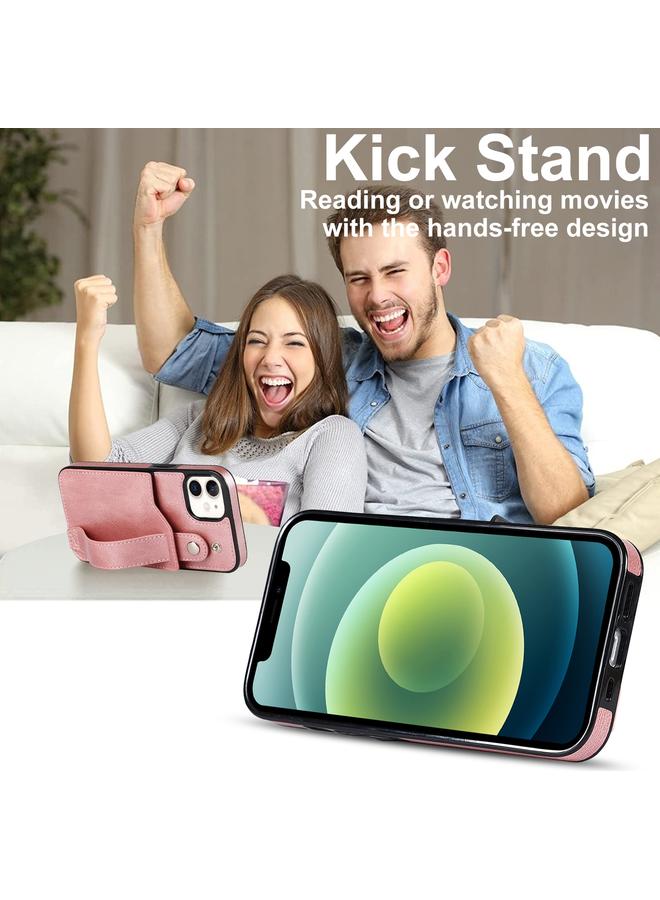 Zaboon Case For iPhone 12 mini Crazy Horse Texture Shockproof TPU + PU Leather Case with Card Slot & Wrist Strap Holder - Image 4