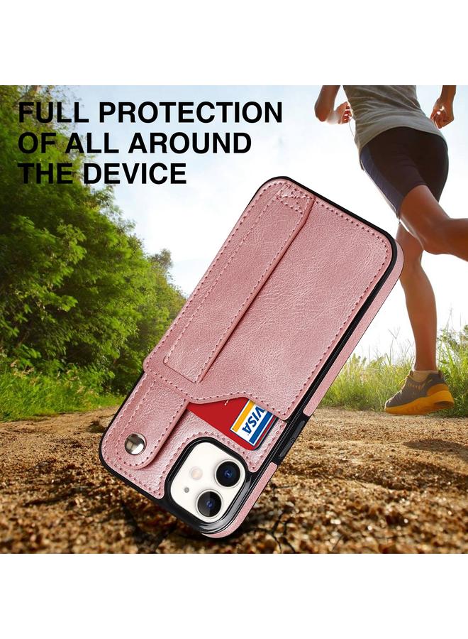 Zaboon Case For iPhone 12 mini Crazy Horse Texture Shockproof TPU + PU Leather Case with Card Slot & Wrist Strap Holder - Image 5
