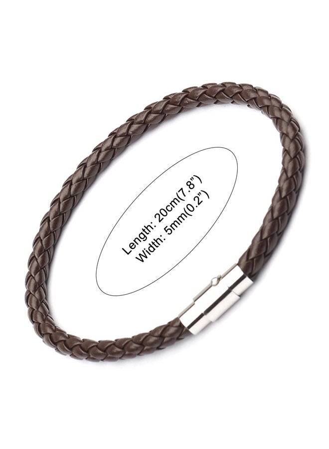 HAWAWA 5PCS Braided PU Leather Bracelets for Mens Women Woven Wrap Bracelet Wristband Vintage Cuff Bracelet with Magnetic Clasp Couple Bracelet - Image 2