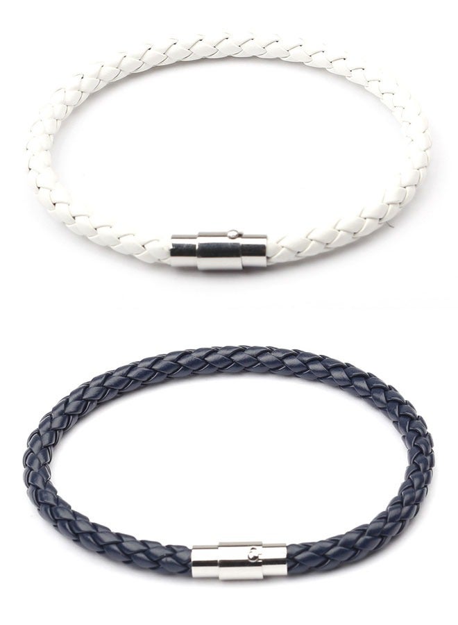 HAWAWA 5PCS Braided PU Leather Bracelets for Mens Women Woven Wrap Bracelet Wristband Vintage Cuff Bracelet with Magnetic Clasp Couple Bracelet - Image 4