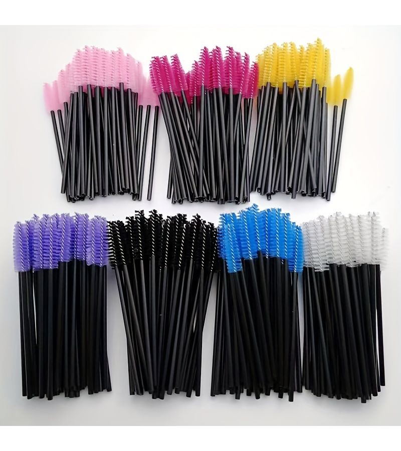 Disposable Eyelash Brushes Set Of 25 With Hollow Handles For Lash Extensions Eyebrow Styling And Travel Beauty In Pink - Image 5