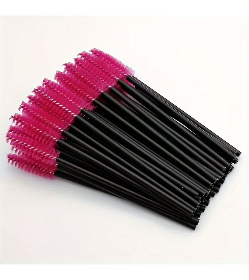 Disposable Eyelash Brushes Set Of 25 With Hollow Handles For Lash Extensions Eyebrow Styling And Travel Beauty In Pink - Image 4