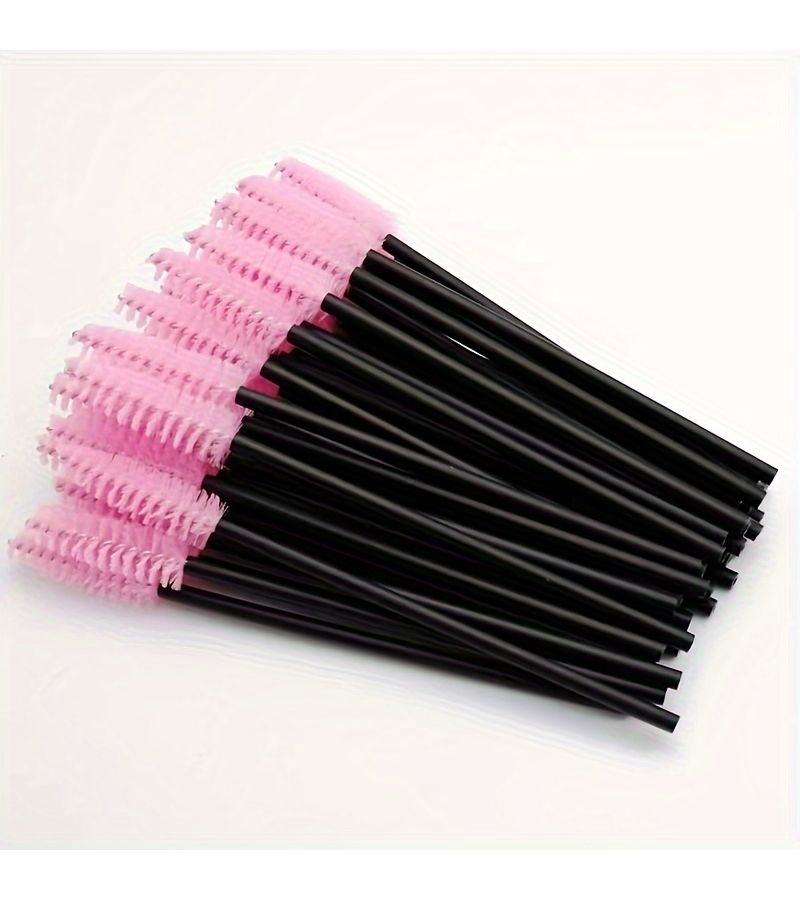Disposable Eyelash Brushes Set Of 25 With Hollow Handles For Lash Extensions Eyebrow Styling And Travel Beauty In Pink - Image 3