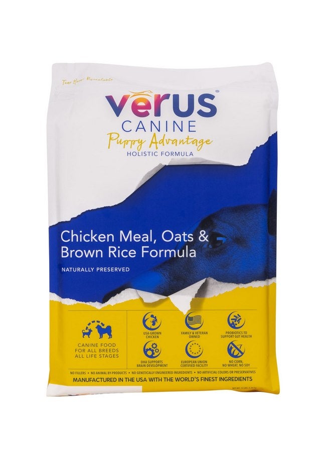 فيروس طعام الكلاب الجاف من شركة VerUs Pet Foods بنكهة الدجاج والجراء (كيس 4 رطل) - Image 1