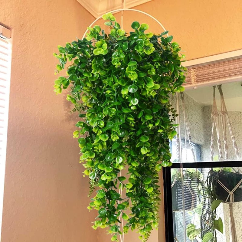 Dekorly 2pcs Fake Hanging Plants Kit with Pot and Plant Hanger, Artificial Pothos Vines Hanging Potted Plant Greenery for Home Living Room Indoor Outdoor Decor (Set of 2) - Image 3