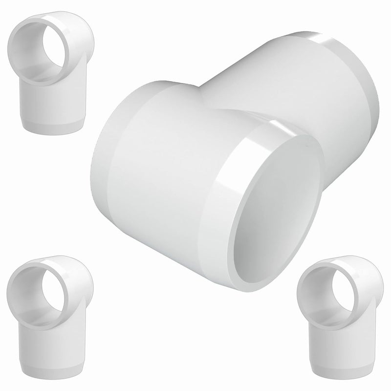 FORMUFIT F001STE-WH-4 Slip Tee PVC Fitting, Furniture Grade, 1" Size, White (Pack of 4) - Image 1