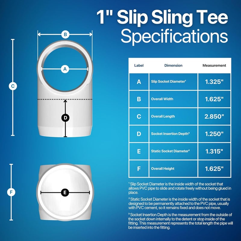 FORMUFIT F001STE-WH-4 Slip Tee PVC Fitting, Furniture Grade, 1" Size, White (Pack of 4) - Image 4