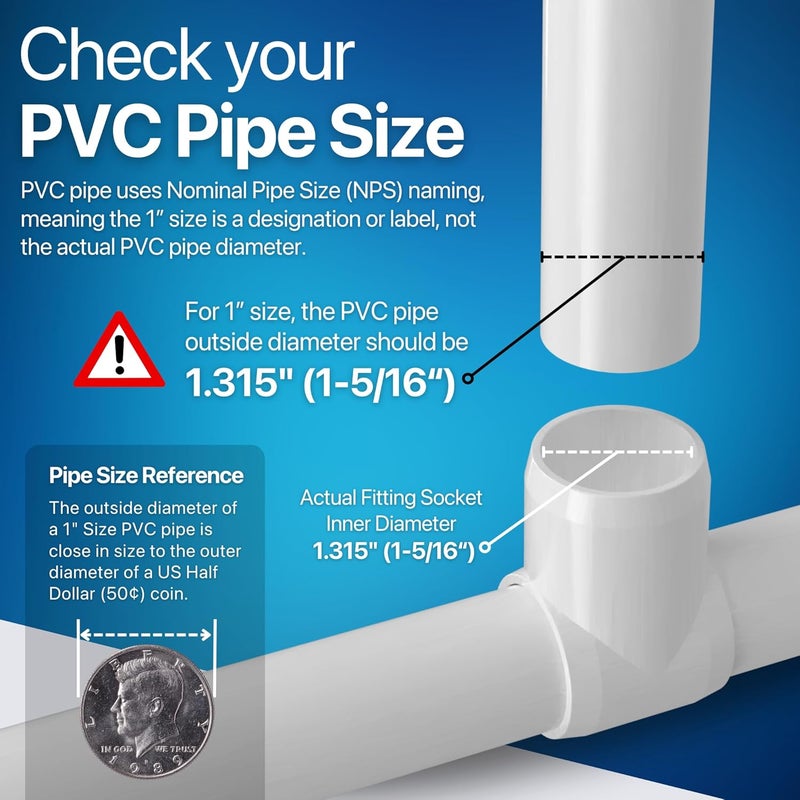 FORMUFIT F001STE-WH-4 Slip Tee PVC Fitting, Furniture Grade, 1" Size, White (Pack of 4) - Image 3