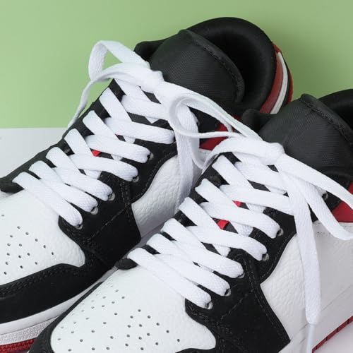 Stepace [2 Pairs Flat Shoe Laces for Sneakers 5/16" Width 30"-72" Length 26 Color Shoelaces White 30"(76 cm) - Image 3