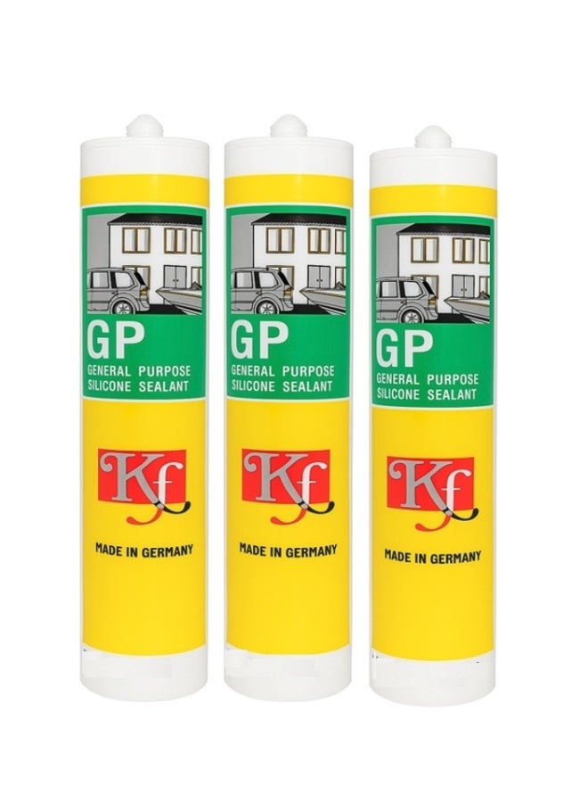 KF General Purpose Silicone Sealant, Transparent, 280g (Pack of 3)