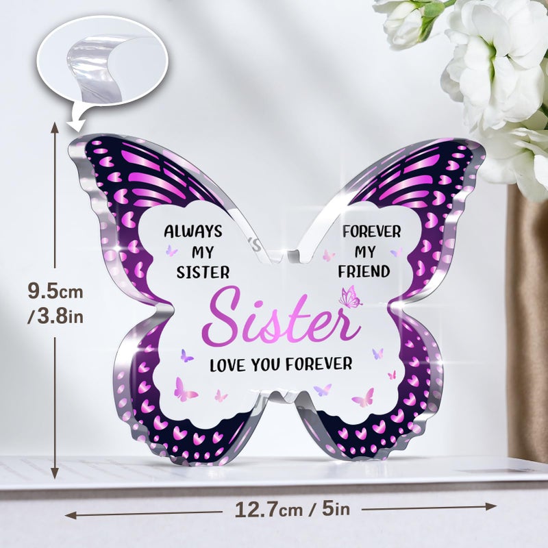 GLEEVERA Sister Gifts from Sister  Sister GIfts for Women  Gifts for Sister from Sister  Sister Birthday Gifts for Sister Brother - Butterfly Shaped Decorative Acrylic Plaque- Sister Gifts for Valentines Birthday Mothers Day Christmas - Image 3