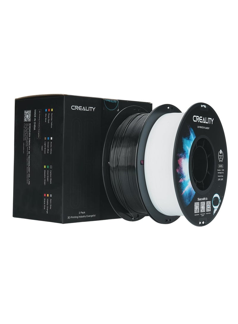 كريليتي 3D Creality PETG 3D Printer Filament 1.75mm Dual-Color Pack (Black & White 2x1KG), High Precision Strong Toughness, Odorless Better Flow Moistureproof 3D Printing Ender Filament Black & White - Image 1