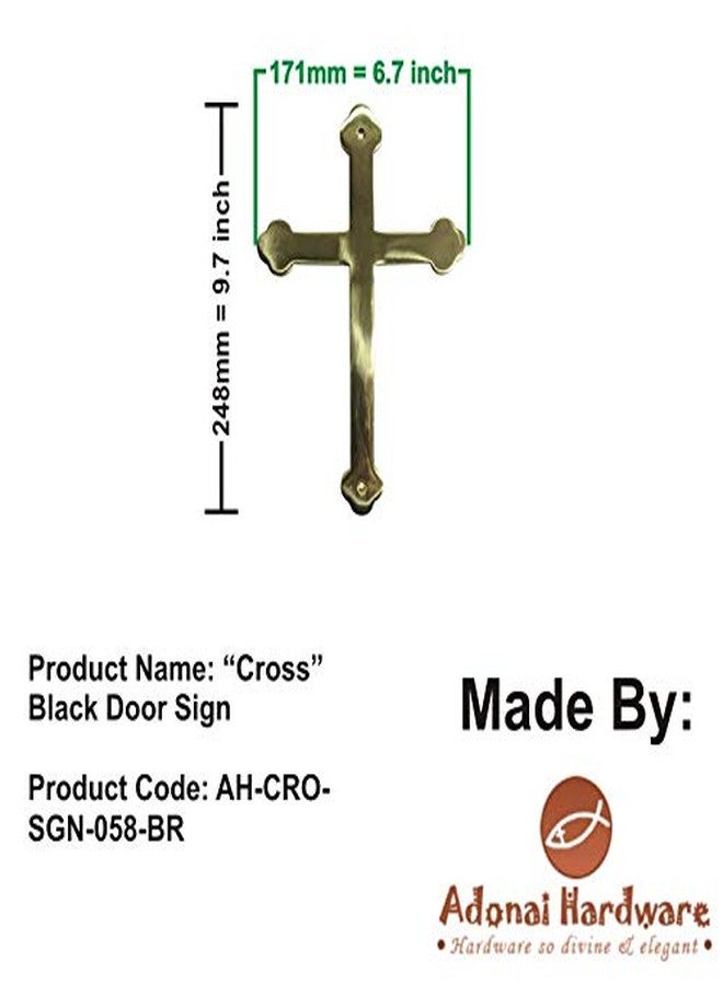 Adonai Hardware Cross Brass Door Sign - Polish Lacquered - Image 2