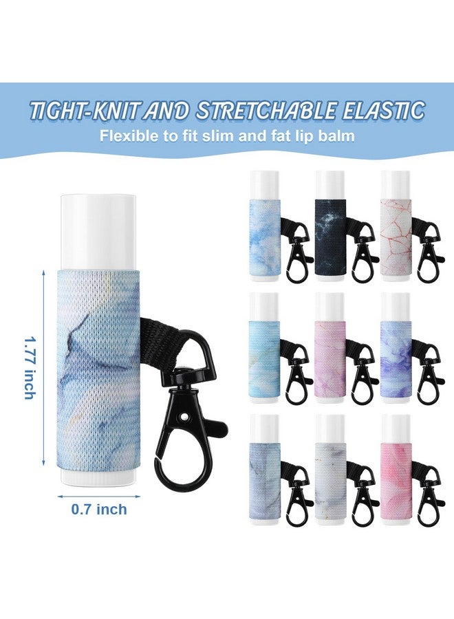 سوريو مجموعة من 10 قطع من حامل مرطب الشفاه من Sureio، سلسلة مفاتيح، حامل أحمر شفاه مضغوط، حامل ملمع شفاه، سلسلة مفاتيح، مشبك مرن لأحمر الشفاه (بنمط رخامي) - Image 2