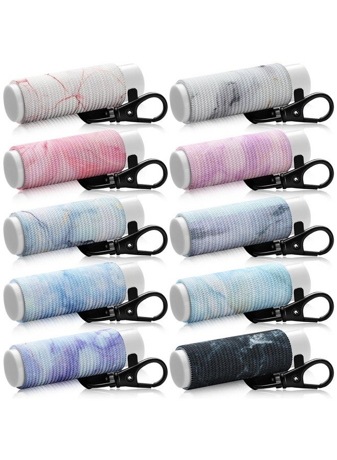 سوريو مجموعة من 10 قطع من حامل مرطب الشفاه من Sureio، سلسلة مفاتيح، حامل أحمر شفاه مضغوط، حامل ملمع شفاه، سلسلة مفاتيح، مشبك مرن لأحمر الشفاه (بنمط رخامي) - Image 1