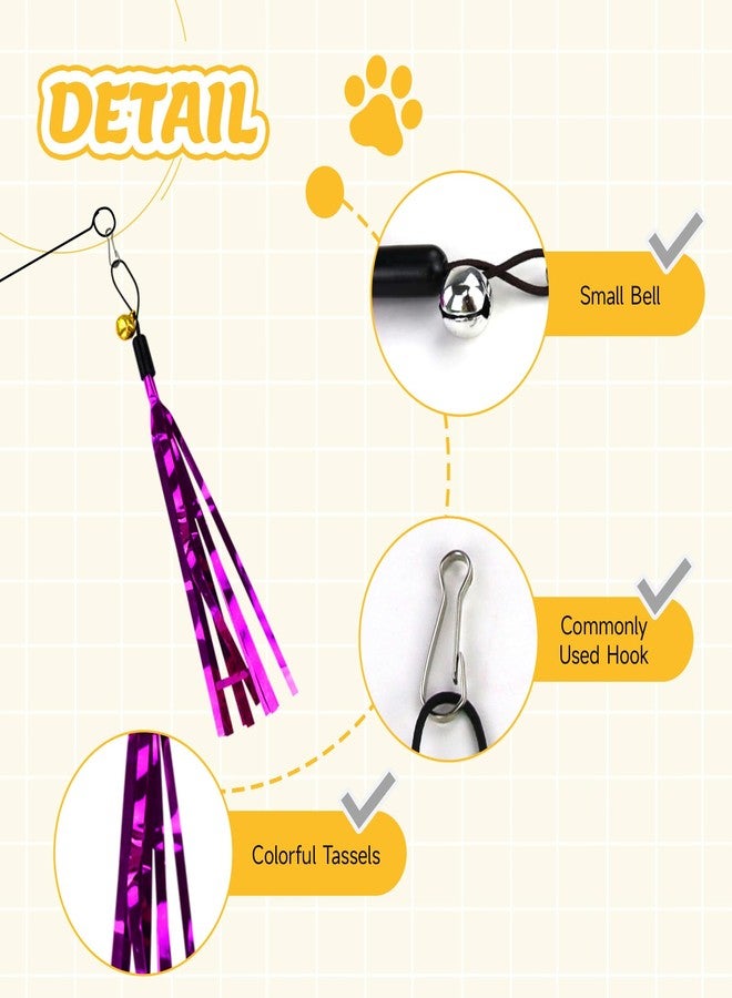 Andiker 7Pcs Cat Wand Toy, Cat Toy Set with 1 Long Steel Wand, 1 Double Headed Hook & 5 Crinkle Teaser Refills Stimulate Hunting Instincts Interactive Cat Toys for Indoor Cats and Kittens (Thin) - Image 3