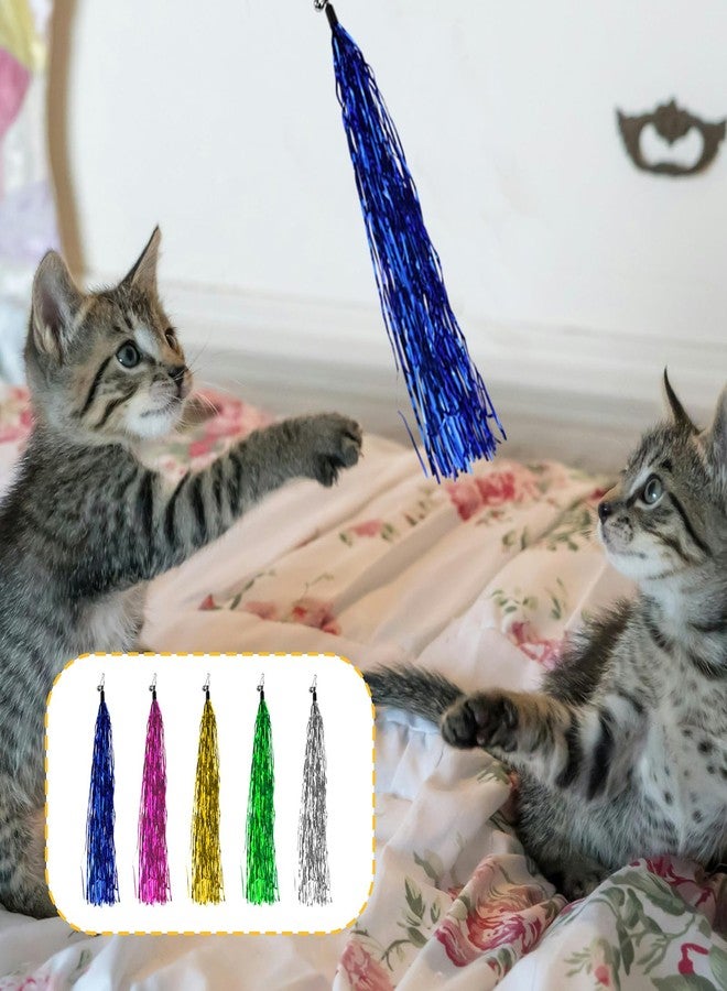 Andiker 7Pcs Cat Wand Toy, Cat Toy Set with 1 Long Steel Wand, 1 Double Headed Hook & 5 Crinkle Teaser Refills Stimulate Hunting Instincts Interactive Cat Toys for Indoor Cats and Kittens (Thin) - Image 4
