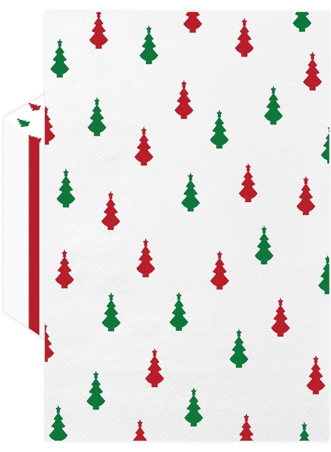 Quera 60 Pack Christmas Paper Napkins Tree Red Green 5 x 5 "Disposable Beverage Napkins Decorative Table Napkin for New Year Winter Dinner Merry Christmas Holiday Xmas Party Supplies - Image 1