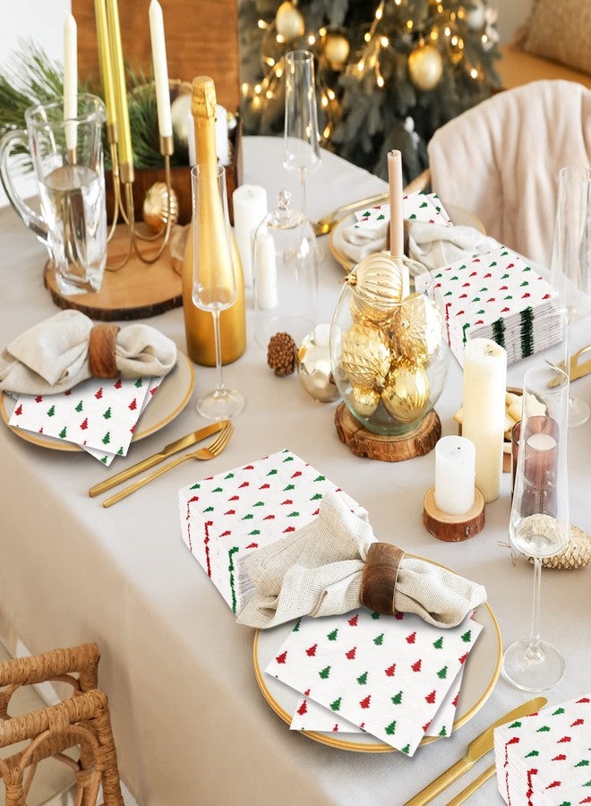 Quera 60 Pack Christmas Paper Napkins Tree Red Green 5 x 5 "Disposable Beverage Napkins Decorative Table Napkin for New Year Winter Dinner Merry Christmas Holiday Xmas Party Supplies - Image 5