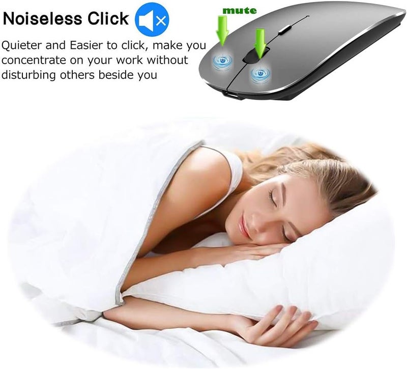 KLO Rechargeable Bluetooth Mouse for MacBook/MacBook air/Pro/iPad, Wireless Mouse for Laptop/Notebook/pc/iPad/Chromebook (Grey) - Image 3