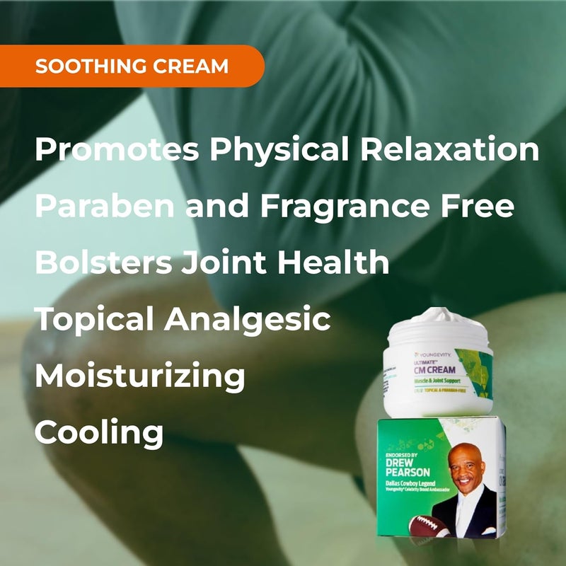 Youngevity Ultimate CM Cream Muscle and Joint Deep Soothing Analgesic Cream Paraben Free Back Neck Hand and Feet Pain Support Menthol 14 2 oz Jar - Image 4