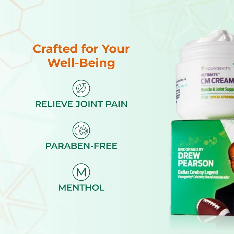 Youngevity Ultimate CM Cream Muscle and Joint Deep Soothing Analgesic Cream Paraben Free Back Neck Hand and Feet Pain Support Menthol 14 2 oz Jar - Image 5