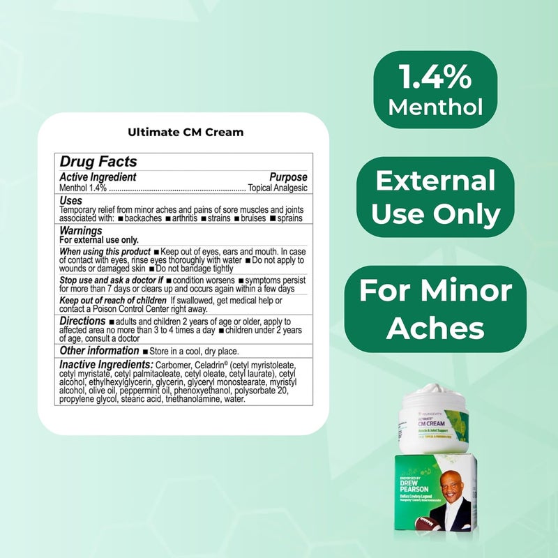 Youngevity Ultimate CM Cream Muscle and Joint Deep Soothing Analgesic Cream Paraben Free Back Neck Hand and Feet Pain Support Menthol 14 2 oz Jar - Image 3