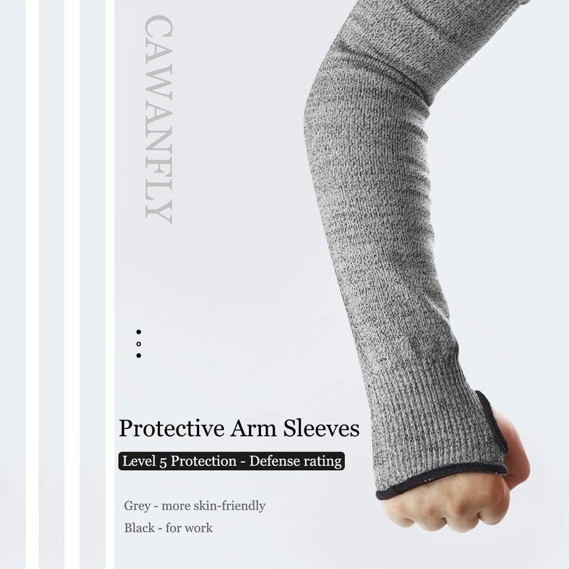 CAWANFLY Protective Arm Sleeves, Level 5 Protection Cut Resistant Sleeves with Thumb Hole (Grey) - Image 4