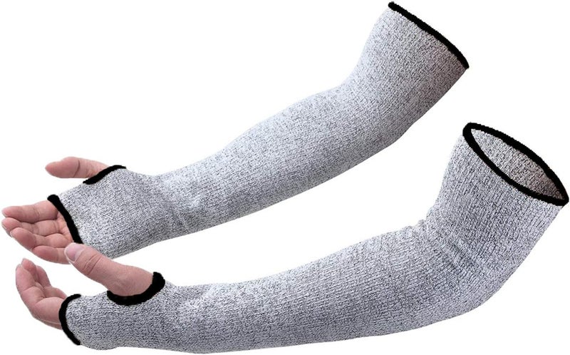CAWANFLY Protective Arm Sleeves, Level 5 Protection Cut Resistant Sleeves with Thumb Hole (Grey) - Image 1