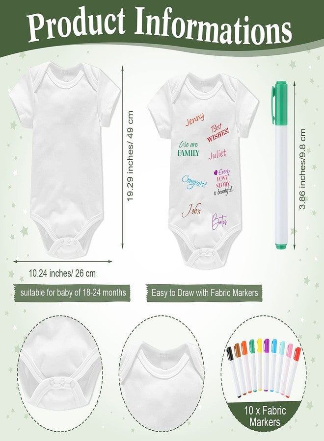 Qunclay 12 Pcs Baby Shower Game Party Favors with White Unisex Baby Bodysuit Wooden Sign Tabletop Decor and Marker(Greenery) - Image 3