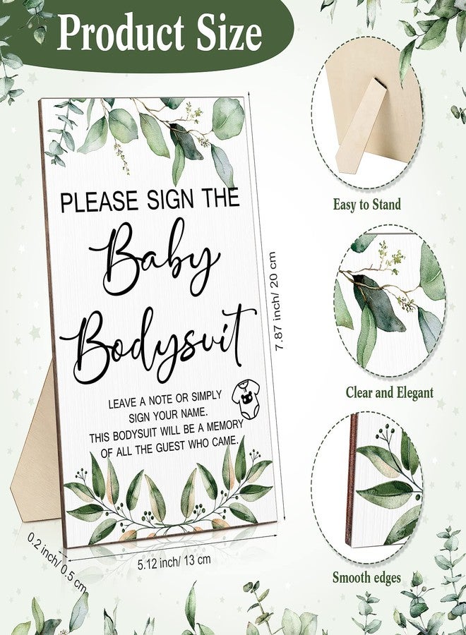 Qunclay 12 Pcs Baby Shower Game Party Favors with White Unisex Baby Bodysuit Wooden Sign Tabletop Decor and Marker(Greenery) - Image 2