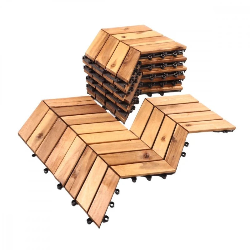 Family Ship Outdoor Wood Tiles - Triangular Wood Flooring 30*30cm 12 Pieces - Image 2