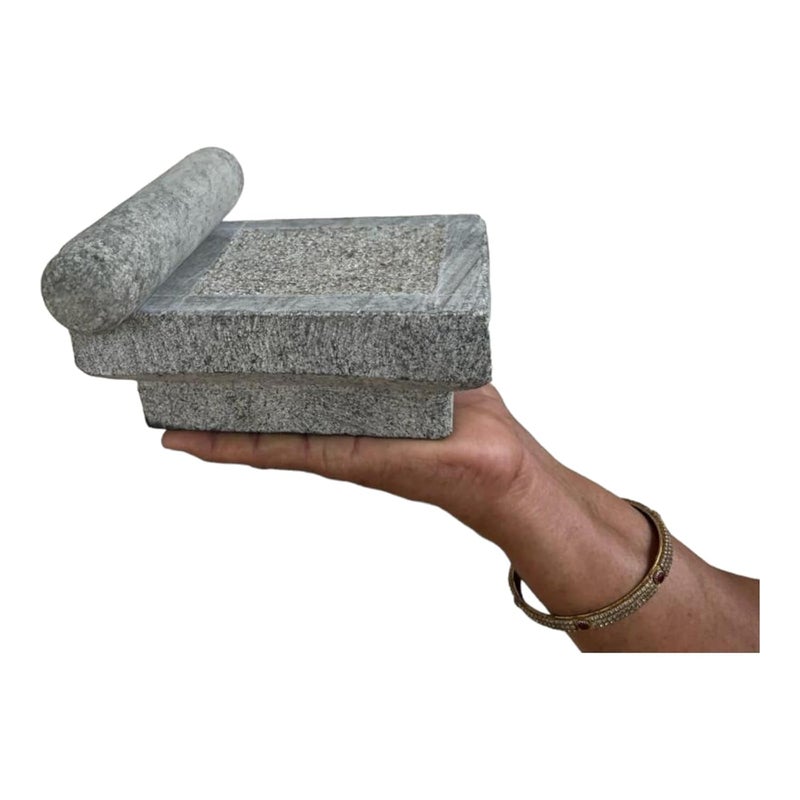EZAHK Miniature AmmiKalluMortar and Pestlefor SpicesMasher Khalbatta StoneKitchen Home Herbs 6 inch Small Size - Image 1