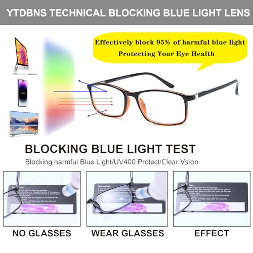 YTDBNS Reading Glasses for Men and Women, Blue Light Blocking Readers, Classic Rectangular Computer Glasses - Image 5