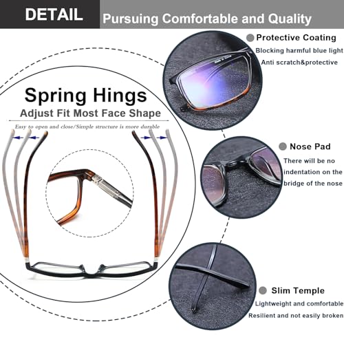 YTDBNS Reading Glasses for Men and Women, Blue Light Blocking Readers, Classic Rectangular Computer Glasses - Image 4