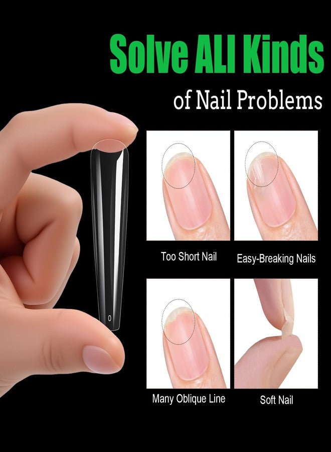 Cycullinyt Long Coffin Nail Tips, 240Pcs Full Cover Soft Gel Nail Tips Pre-shaped 3XL Coffin Shape Clear Acrylic False Nail Fake Nail Extension Press On for Salon Home DIY 12 Sizes - Image 5